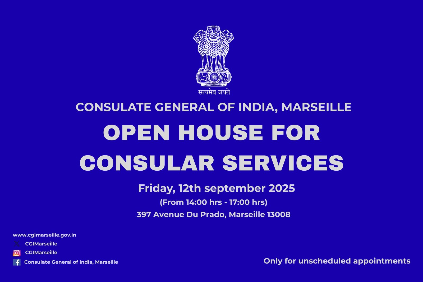 Open house for consular services on September 12, 2025 (Friday) - Only for applicants without already scheduled appointments